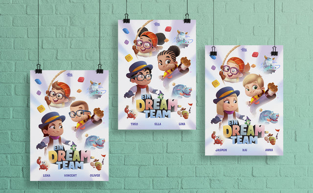 Kostenloses personalisiertes Poster für drei Geschwister
