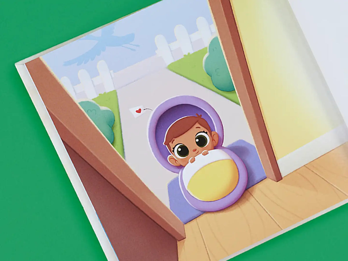 Eine Illustration des neuen personalisierten Buches von Hurra Helden für Kinder, die einen Bruder bekommen.								