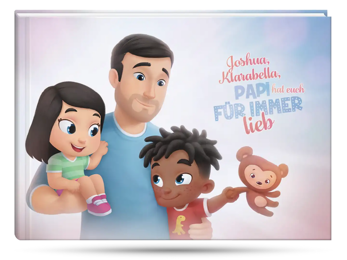 Das Cover des Bestsellers personalisiertes Buch für Väter und zwei Kinder.