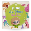 Niedliches Cover des personalisierten Dino-Buches für Kinder.	