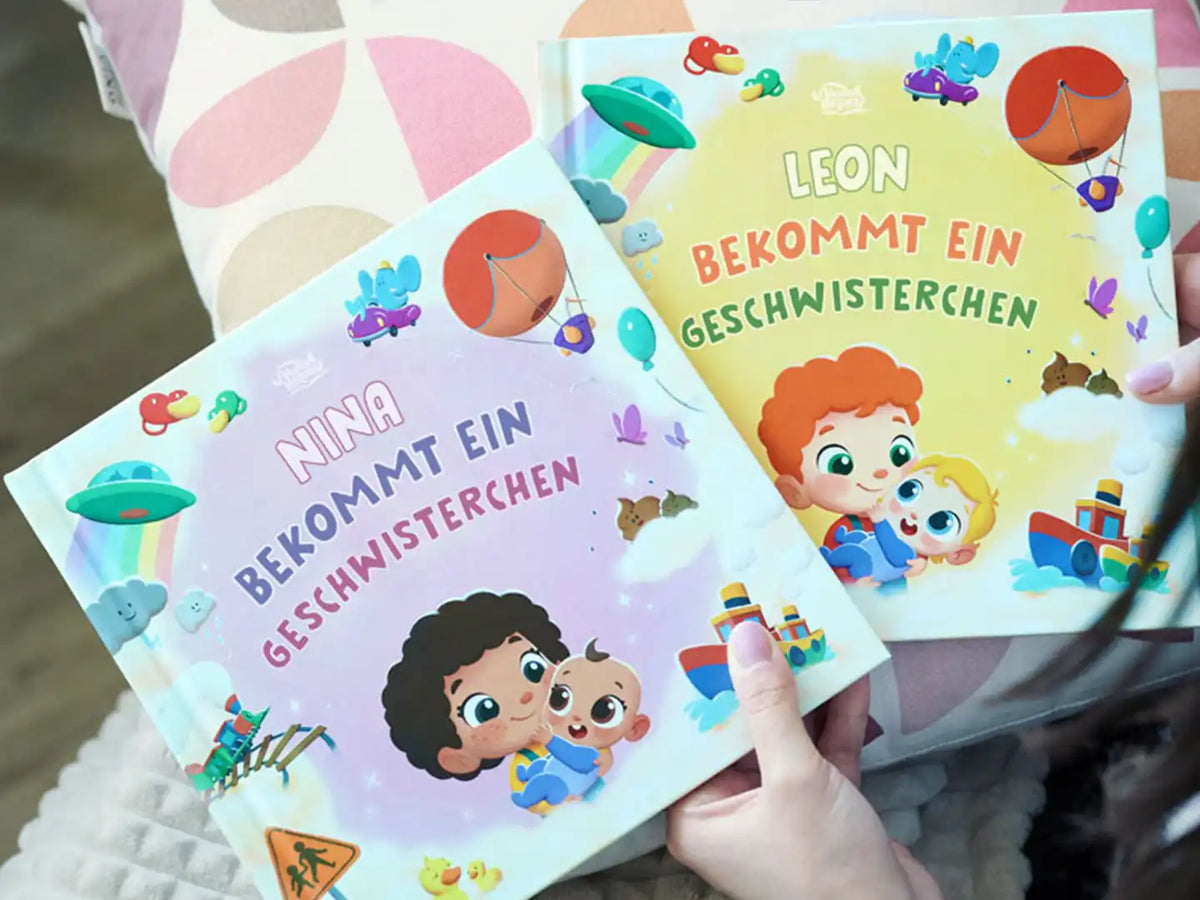 Zwei personalisierte Bücher für große Brüder und Schwestern, perfektes Geschenk. 