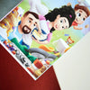 Niedliche individuelle Familienillustration im Familienbuch.