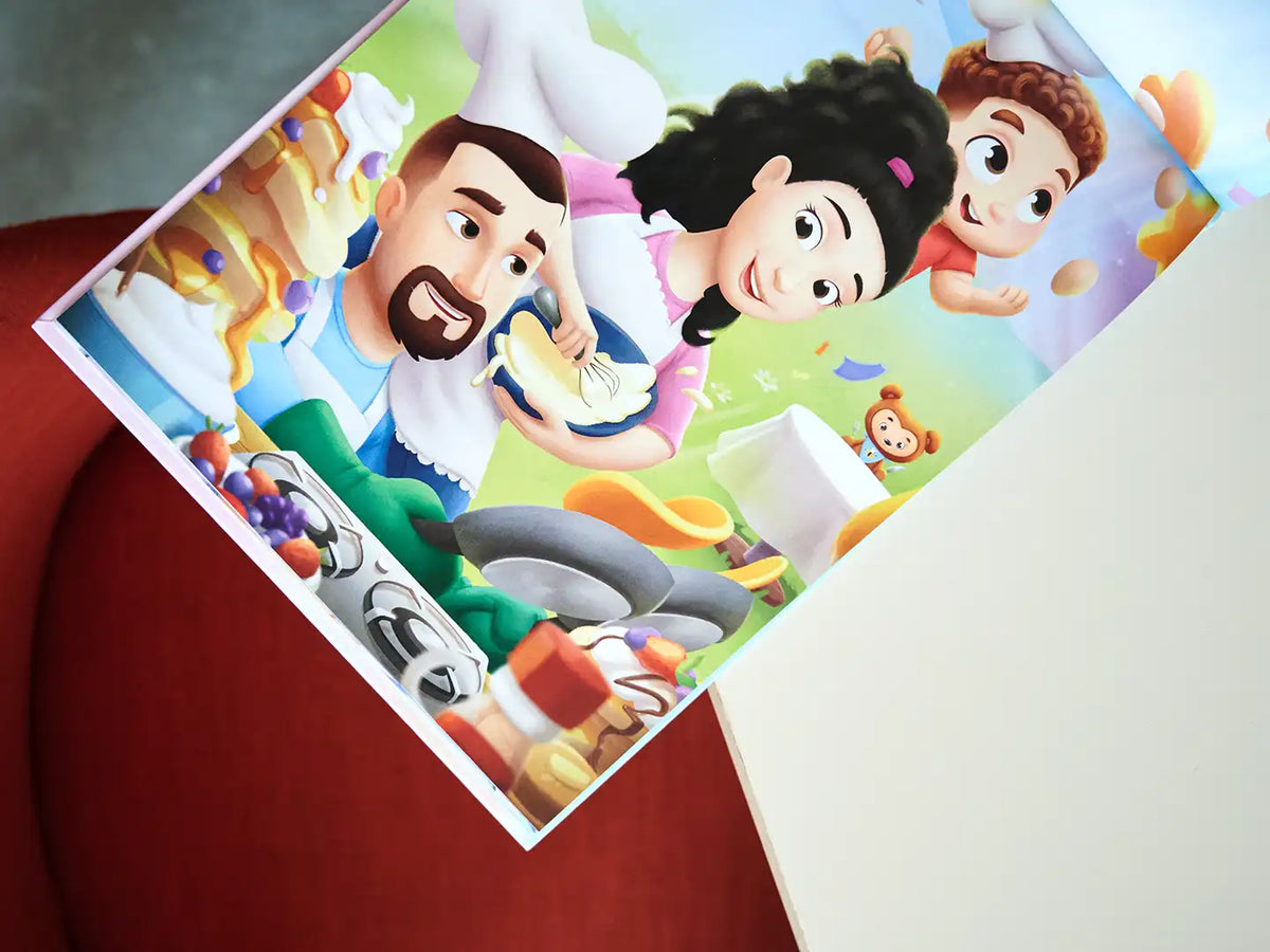 Niedliche individuelle Familienillustration im Familienbuch.