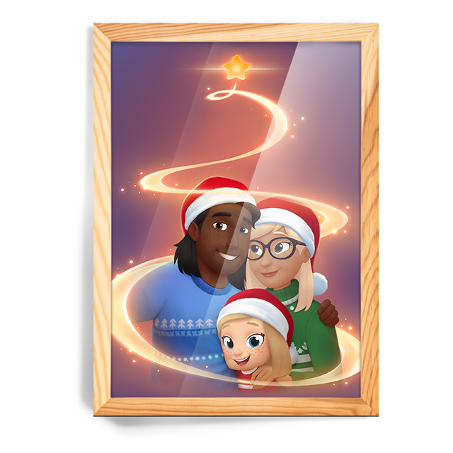 Weihnachtsfamilie (mit Mädchen) in Lila