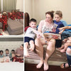 Familien mit fünf Kindern lesen ihr personalisiertes Bilderbuch, das speziell für sie angefertigt wurde.