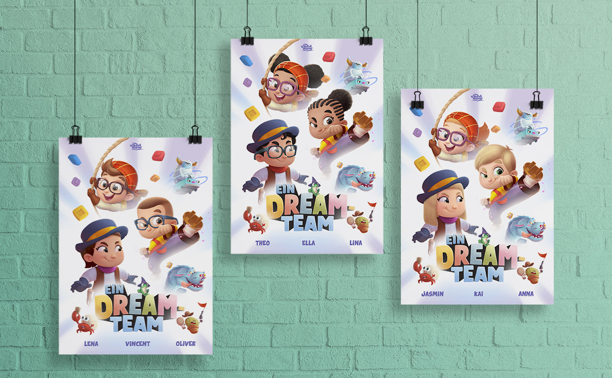 Kostenloses personalisiertes Poster für drei Geschwister
