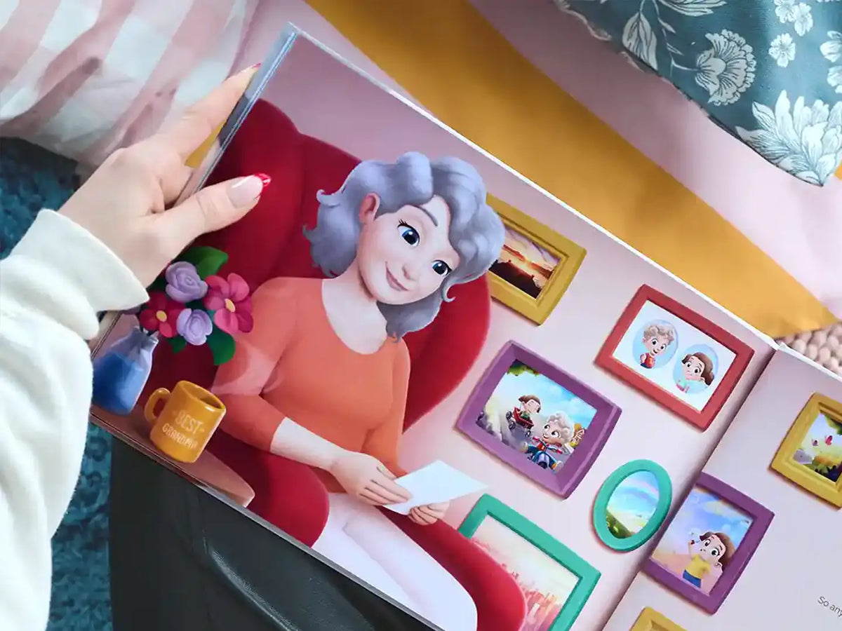 Ein personalisiertes Oma-Buch mit ihr und ihren zwei Enkelkindern.