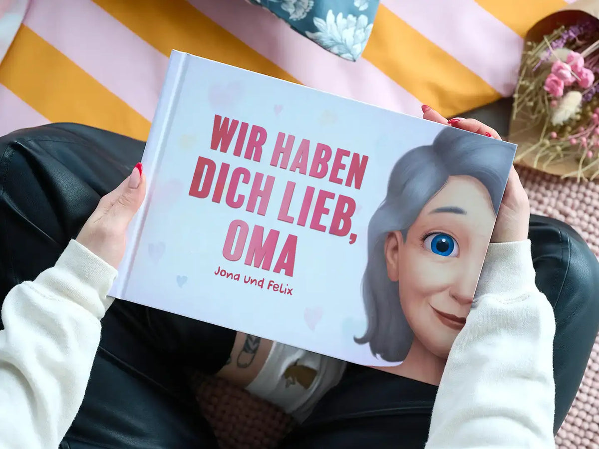 Ein neues personalisiertes Buch für Oma von ihren beiden Enkeln ist ein tolles Geschenk.