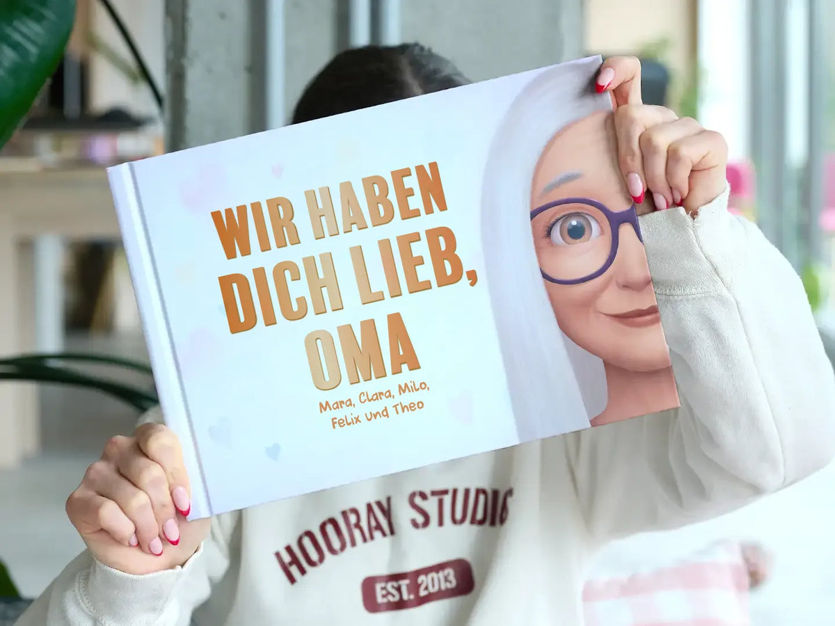 Das Cover eines neuen personalisierten „Hooray Heroes“-Buchs für Oma von ihren fünf Enkeln.