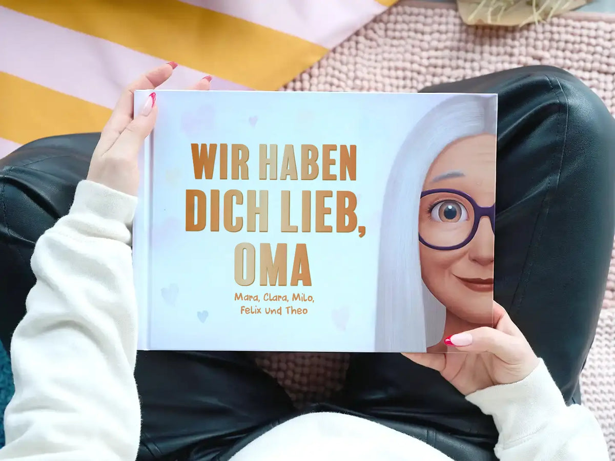 Ein neues personalisiertes Buch für Oma von ihren fünf Enkeln ist ein tolles Geschenk.