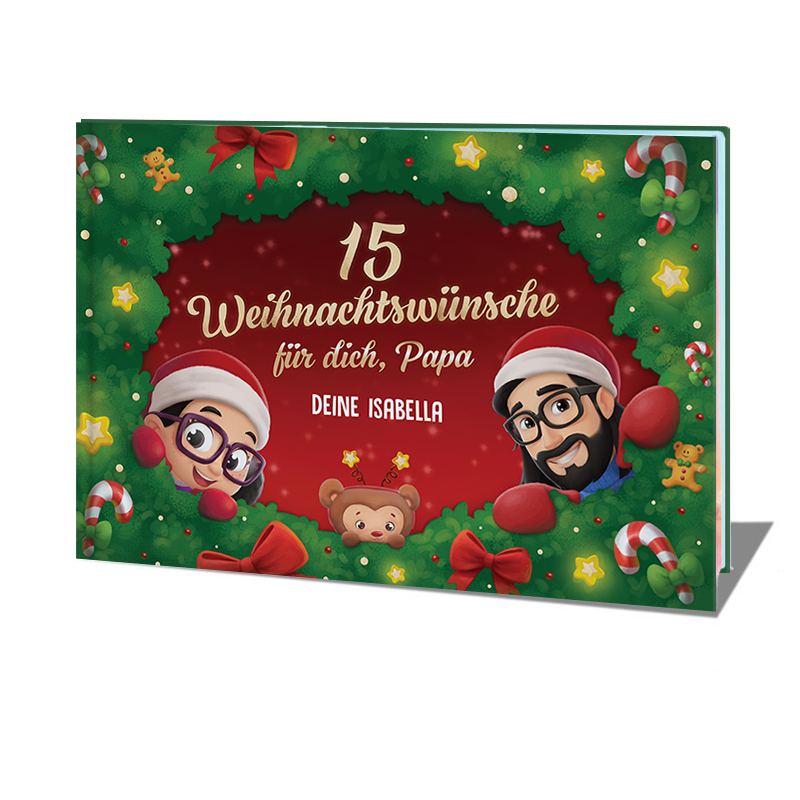 Premium-Weihnachtsgeschenk für Papa – DIY-Geschichtenbuch mit Weihnachtswünschen von der Tochter an den Vater.