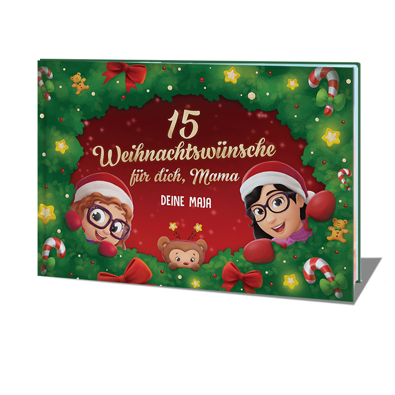 Das schönste Weihnachtsgeschenk für die Mutter – ein personalisiertes Buch mit Weihnachtswünschen.