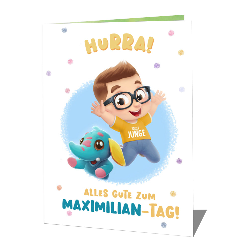 Alles Gute zum Melina-Tag, Elefäntlein-Motiv, blau